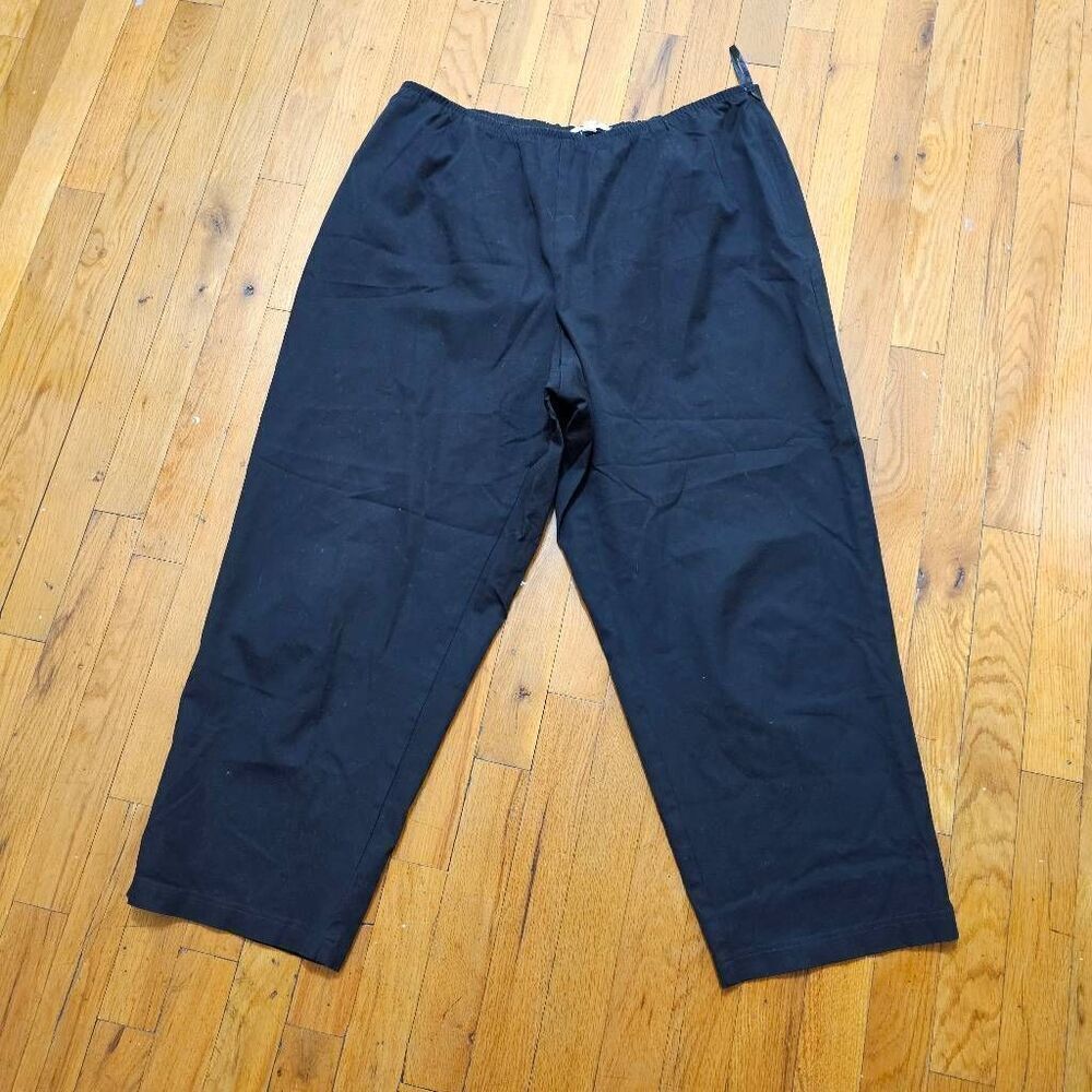 Eileen Fisher Black Organic Cotton Spandex Ankle Pants Size 1X